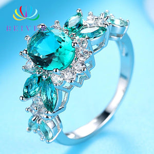 [Beiver] Trendy Micro Pave Cubic Zirconia White Gold Rings for Women | Jewelry Rings Party Decoration.