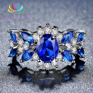 [Beiver] Trendy Micro Pave Cubic Zirconia White Gold Rings for Women | Jewelry Rings Party Decoration.