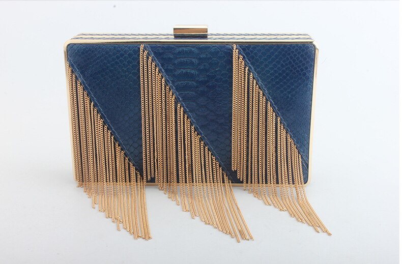SEKUSA PU Fashion Women Bag Tassel Chain Shoulder Lady Handbags Casual Mixed Color Party Wedding Clutch Evening Bag