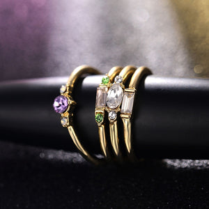 IPARAM 4 Pcs | Set Crystal Zircon Gold Ring Set 2019 Vintage - Bohemian Women Engagement Party Ring Set Jewelry.