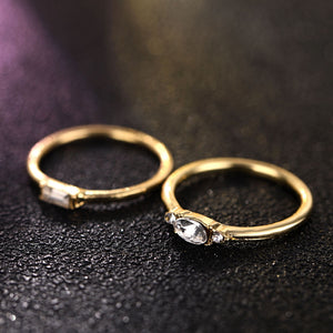 IPARAM 4 Pcs | Set Crystal Zircon Gold Ring Set 2019 Vintage - Bohemian Women Engagement Party Ring Set Jewelry.
