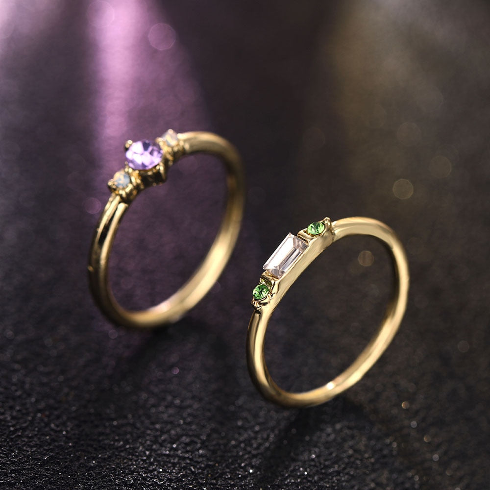 IPARAM 4 Pcs | Set Crystal Zircon Gold Ring Set 2019 Vintage - Bohemian Women Engagement Party Ring Set Jewelry.