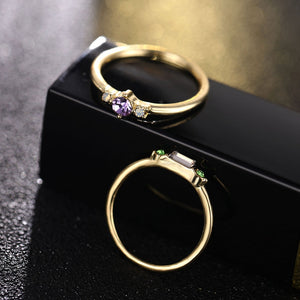 IPARAM 4 Pcs | Set Crystal Zircon Gold Ring Set 2019 Vintage - Bohemian Women Engagement Party Ring Set Jewelry.