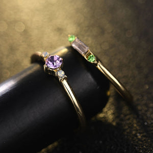 IPARAM 4 Pcs | Set Crystal Zircon Gold Ring Set 2019 Vintage - Bohemian Women Engagement Party Ring Set Jewelry.