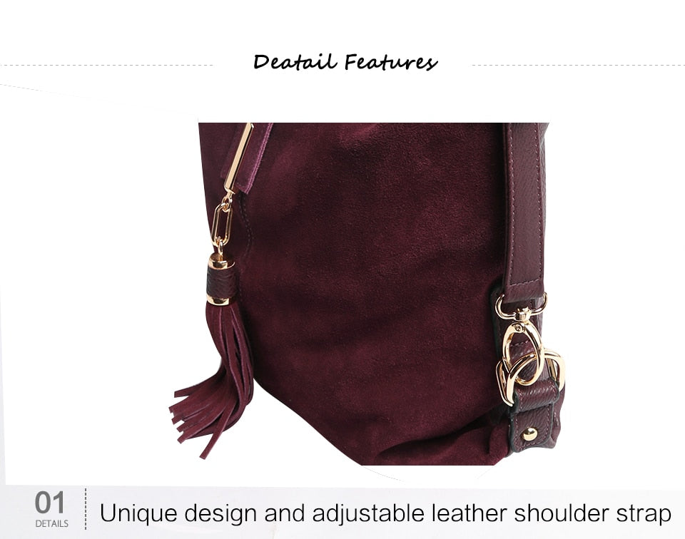 Nico Louise | Real Suede Leather Shoulder Bag - Top-handle bags Purse.