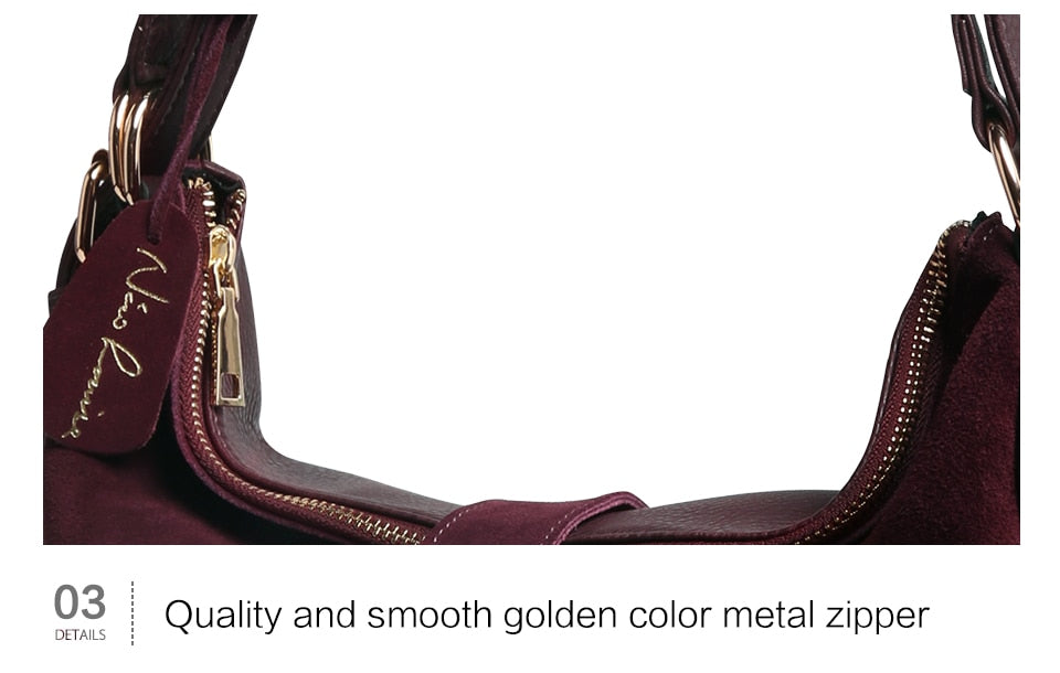 Nico Louise | Real Suede Leather Shoulder Bag - Top-handle bags Purse.