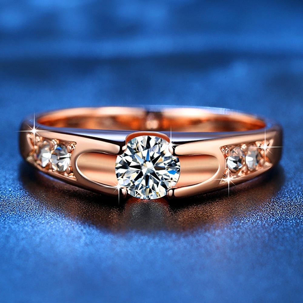 Rose Gold Color Assembly Anel Feminino Bijoux Aneis 0.5 Ct Engagement Ring Zirconia Jewelry Rings