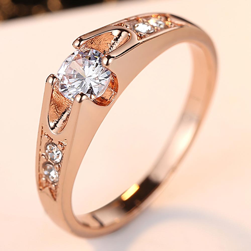 Rose Gold Color Assembly Anel Feminino Bijoux Aneis 0.5 Ct Engagement Ring Zirconia Jewelry Rings