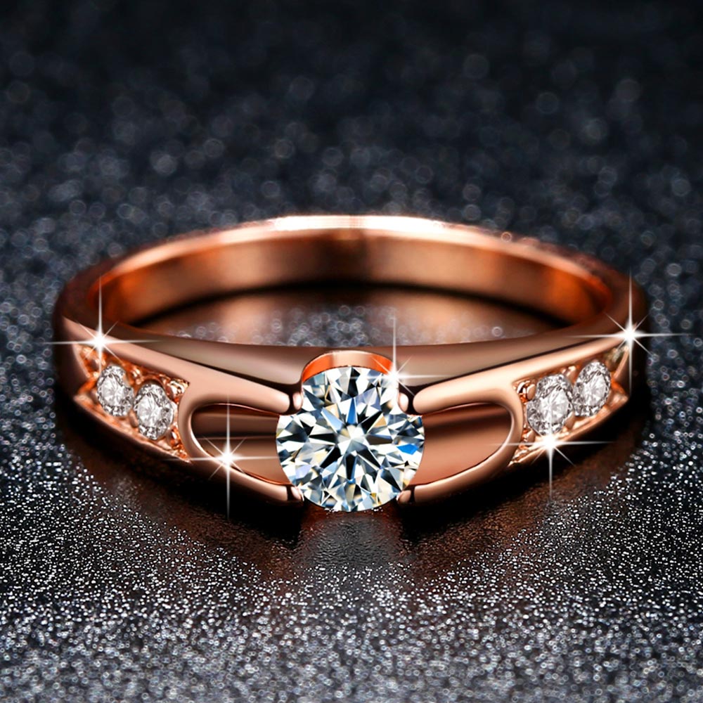 Rose Gold Color Assembly Anel Feminino Bijoux Aneis 0.5 Ct Engagement Ring Zirconia Jewelry Rings