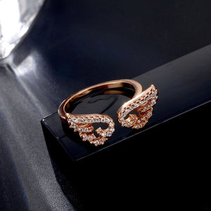 [IPARAM] Adjustable Angel Wings Ring - Micro Pave Zircon Gold-Color Rings For Women - Fashion rings.