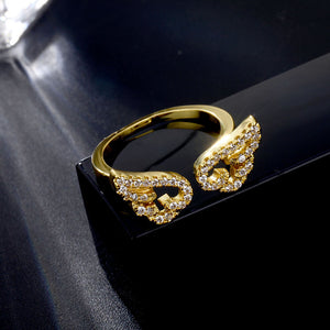 [IPARAM] Adjustable Angel Wings Ring - Micro Pave Zircon Gold-Color Rings For Women - Fashion rings.