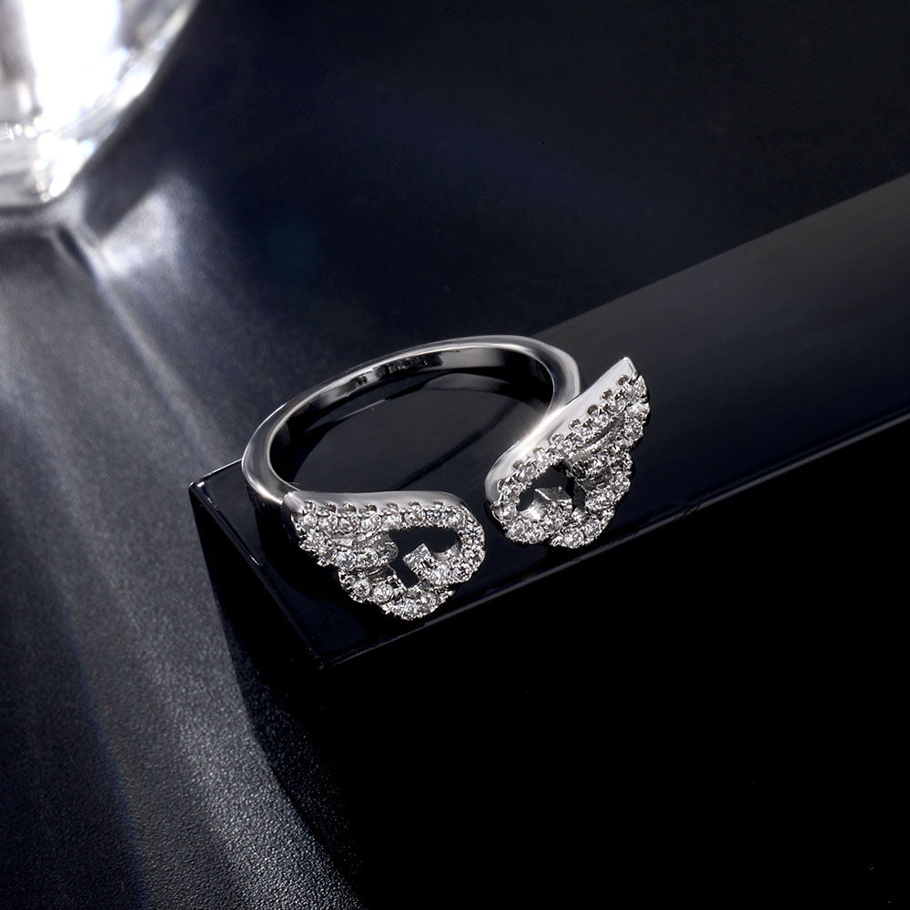 [IPARAM] Adjustable Angel Wings Ring - Micro Pave Zircon Gold-Color Rings For Women - Fashion rings.