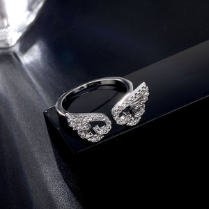[IPARAM] Adjustable Angel Wings Ring - Micro Pave Zircon Gold-Color Rings For Women - Fashion rings.
