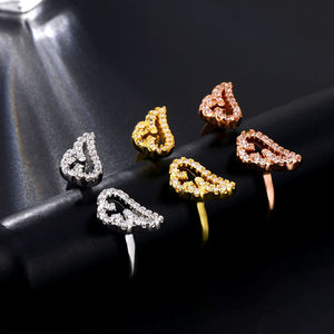 [IPARAM] Adjustable Angel Wings Ring - Micro Pave Zircon Gold-Color Rings For Women - Fashion rings.