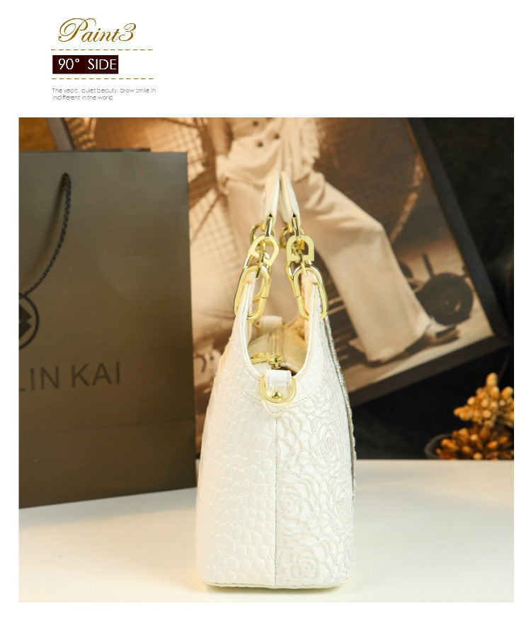 Luxury fashion diamonds women handbags - crocodile pattern leather crossbody - female shoulder shell bag rhinestone.