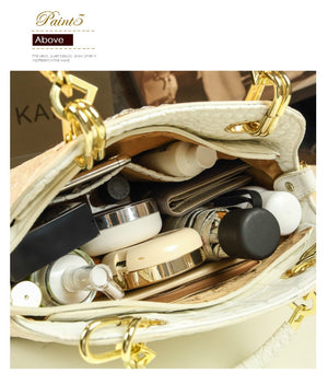 Luxury fashion diamonds women handbags - crocodile pattern leather crossbody - female shoulder shell bag rhinestone.