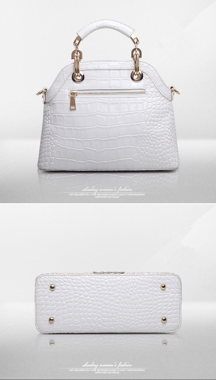 Luxury fashion diamonds women handbags - crocodile pattern leather crossbody - female shoulder shell bag rhinestone.