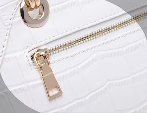 Luxury fashion diamonds women handbags - crocodile pattern leather crossbody - female shoulder shell bag rhinestone.