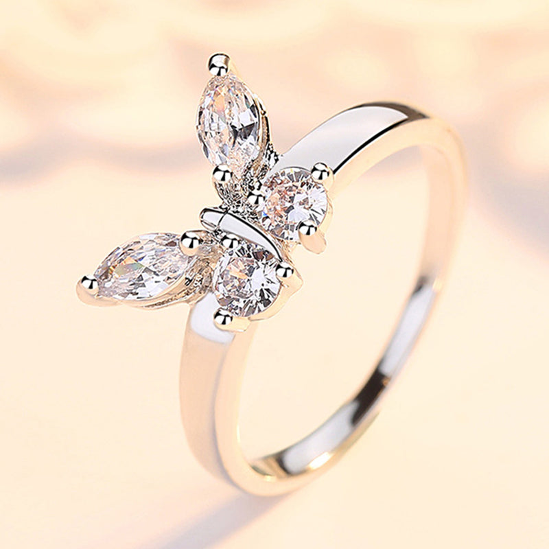 [BEIVER] Butterfly Shining Crystal Zircon Ring for Women Princess - Luxury Rings - Jewelry Fashion.