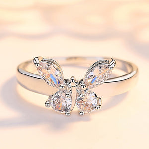 [BEIVER] Butterfly Shining Crystal Zircon Ring for Women Princess - Luxury Rings - Jewelry Fashion.