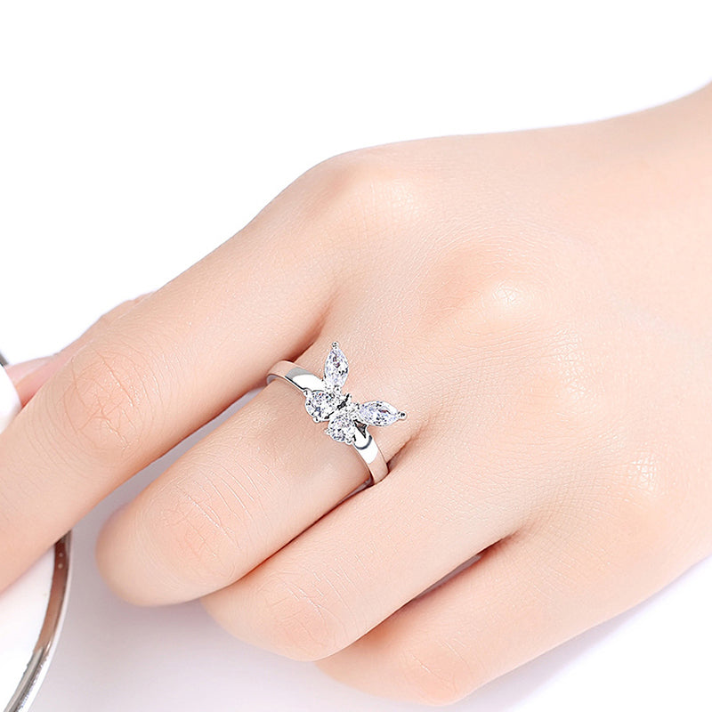 [BEIVER] Butterfly Shining Crystal Zircon Ring for Women Princess - Luxury Rings - Jewelry Fashion.