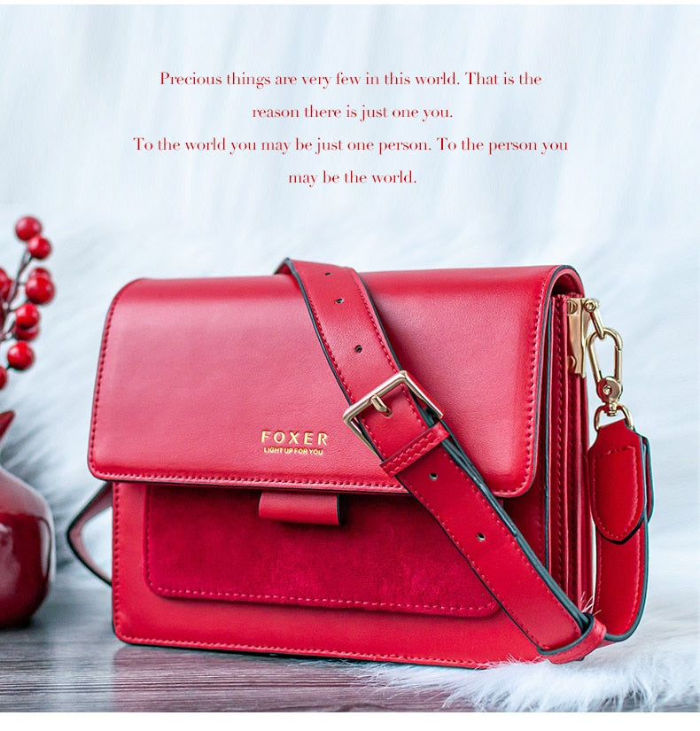 FOXER Women Crossbody Bag Shoulder Bags Shoulder Bag Purse Lady Flap Female Messenger Bag Valentine's Day Present Gift