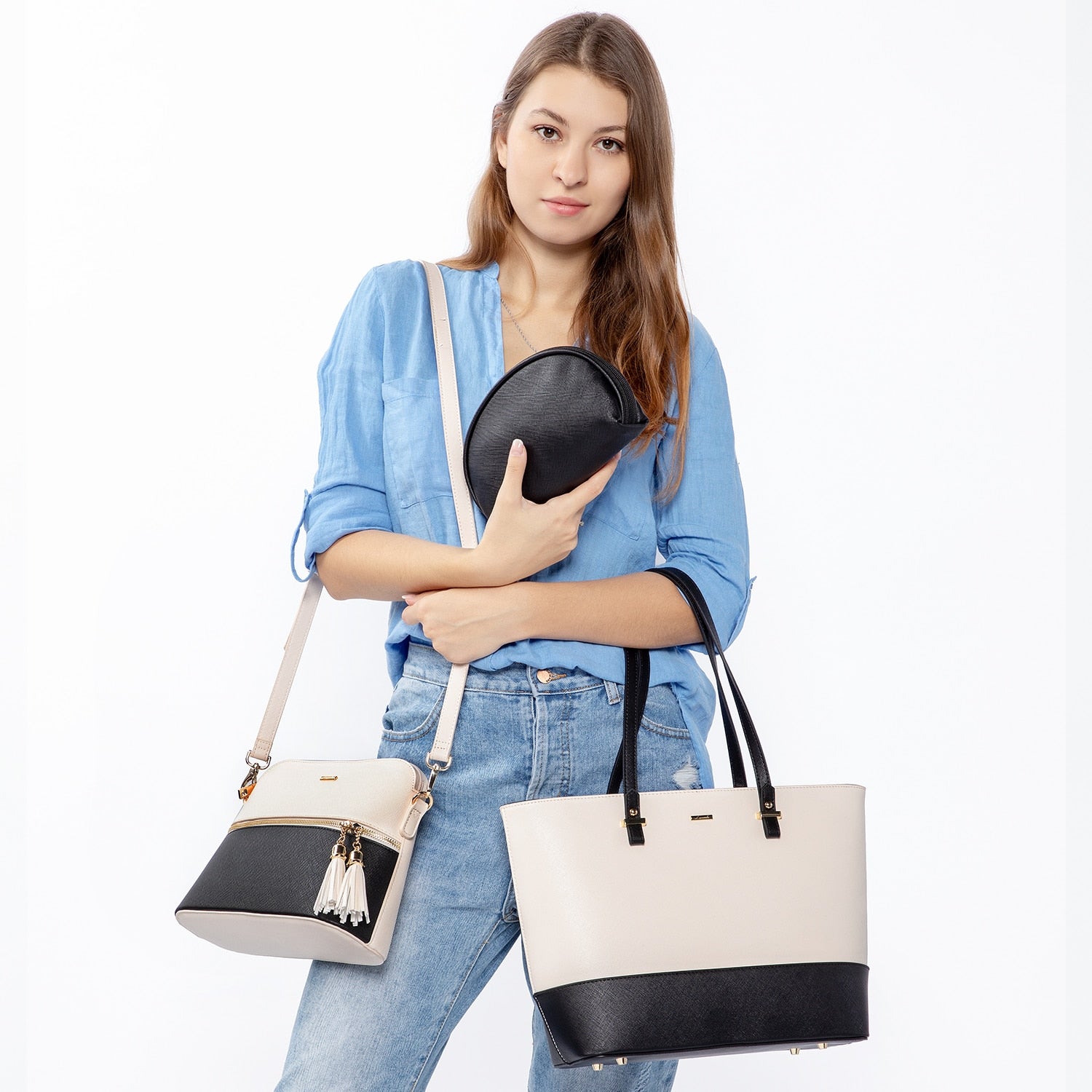 LOVEVOOK women shoulder bags crossbody bags for ladies large tote bag set 3 pcs clutch and purse luxury handbag women designer