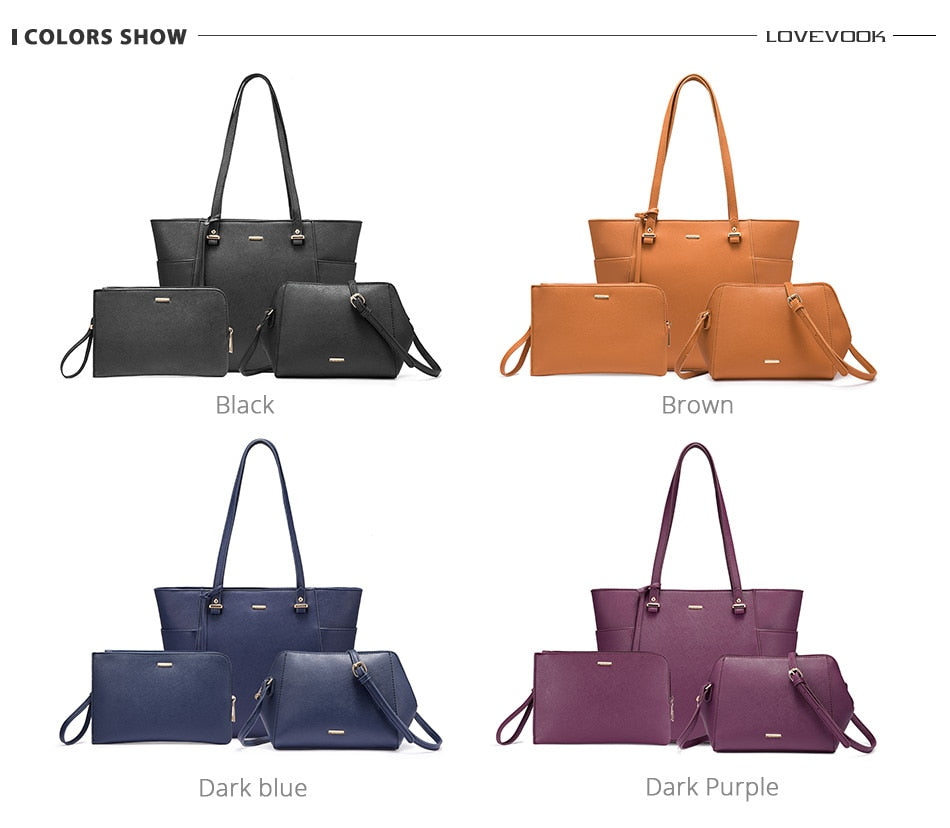 LOVEVOOK women shoulder bags crossbody bags for ladies large tote bag set 3 pcs clutch and purse luxury handbag women designer