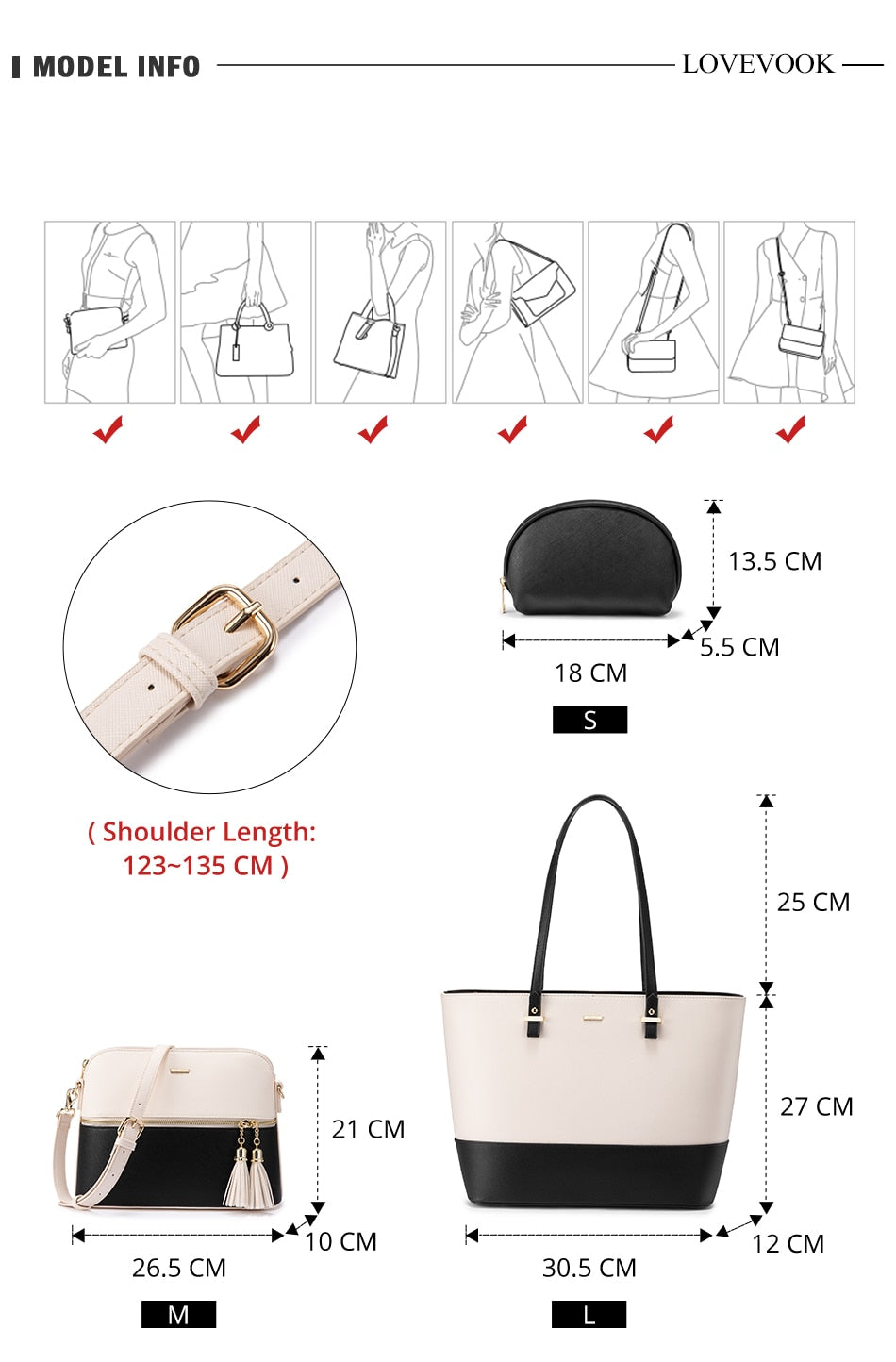 LOVEVOOK women shoulder bags crossbody bags for ladies large tote bag set 3 pcs clutch and purse luxury handbag women designer
