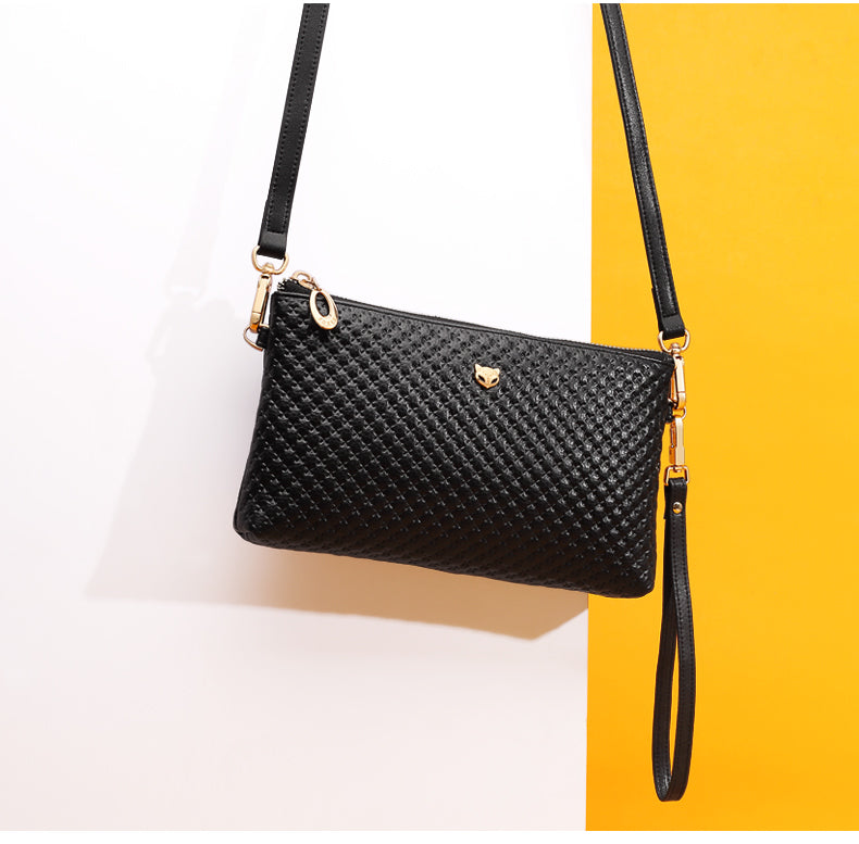FOXER Brand Genuine Leather Women Crossbody Bags Simple Classic Style Lady Black Messenger Bag Stylish Long Shoulder Strap Bag