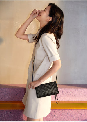 FOXER Brand Genuine Leather Women Crossbody Bags Simple Classic Style Lady Black Messenger Bag Stylish Long Shoulder Strap Bag