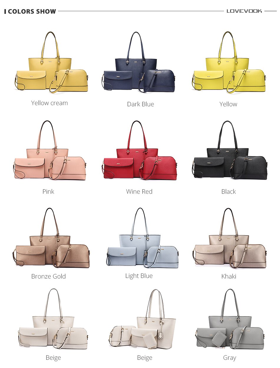 LOVEVOOK women shoulder bags crossbody bags for ladies large tote bag set 3 pcs clutch and purse luxury handbag women designer