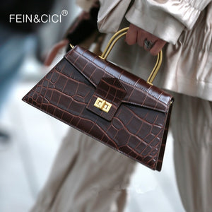 Women box flap bag animal print alligator totes bag white coffee vintage Trapezoid shoulder messenger bag 2020 spring summer new