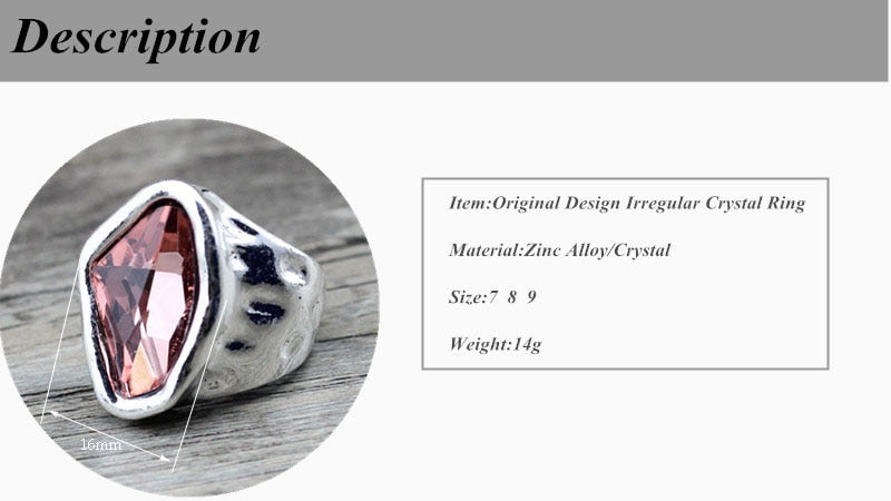 Anslow Original Design Fashion Jewelry  Vintage Irregular Crystal Couples Love Rings For Women Valentine's Day Gift  LOW0042AR