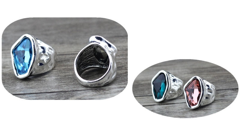 Anslow Original Design Fashion Jewelry  Vintage Irregular Crystal Couples Love Rings For Women Valentine's Day Gift  LOW0042AR