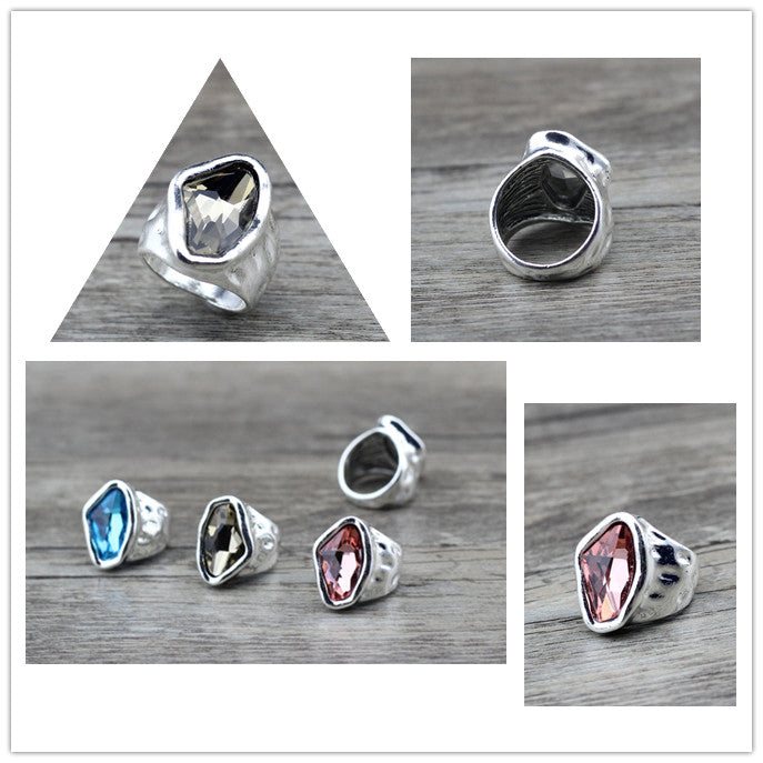 Anslow Original Design Fashion Jewelry  Vintage Irregular Crystal Couples Love Rings For Women Valentine's Day Gift  LOW0042AR