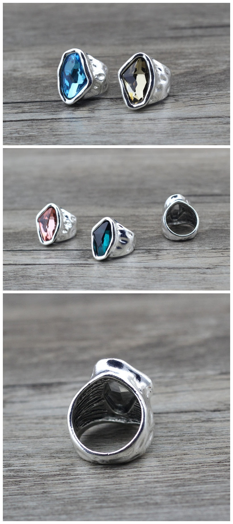 Anslow Original Design Fashion Jewelry  Vintage Irregular Crystal Couples Love Rings For Women Valentine's Day Gift  LOW0042AR
