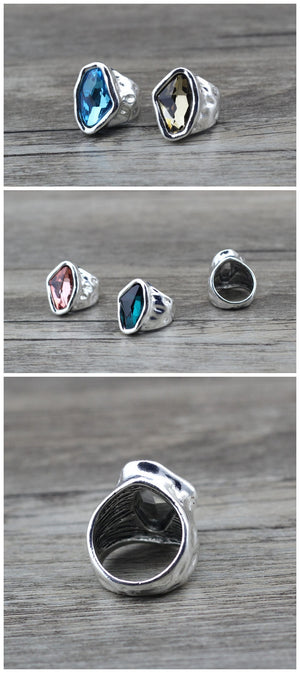 Anslow Original Design Fashion Jewelry  Vintage Irregular Crystal Couples Love Rings For Women Valentine's Day Gift  LOW0042AR