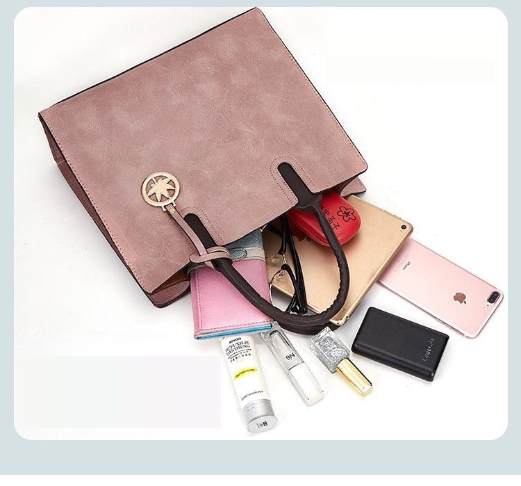 3 pcs set fashion pu leather Women shoulder bags Women's handbag women Crossbody bags female clutches Ladies wallet black