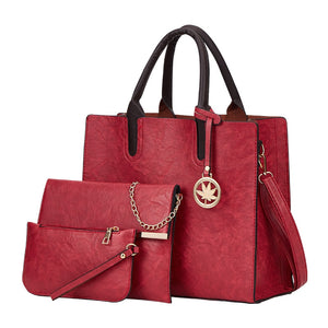 3 pcs set fashion pu leather Women shoulder bags Women's handbag women Crossbody bags female clutches Ladies wallet black