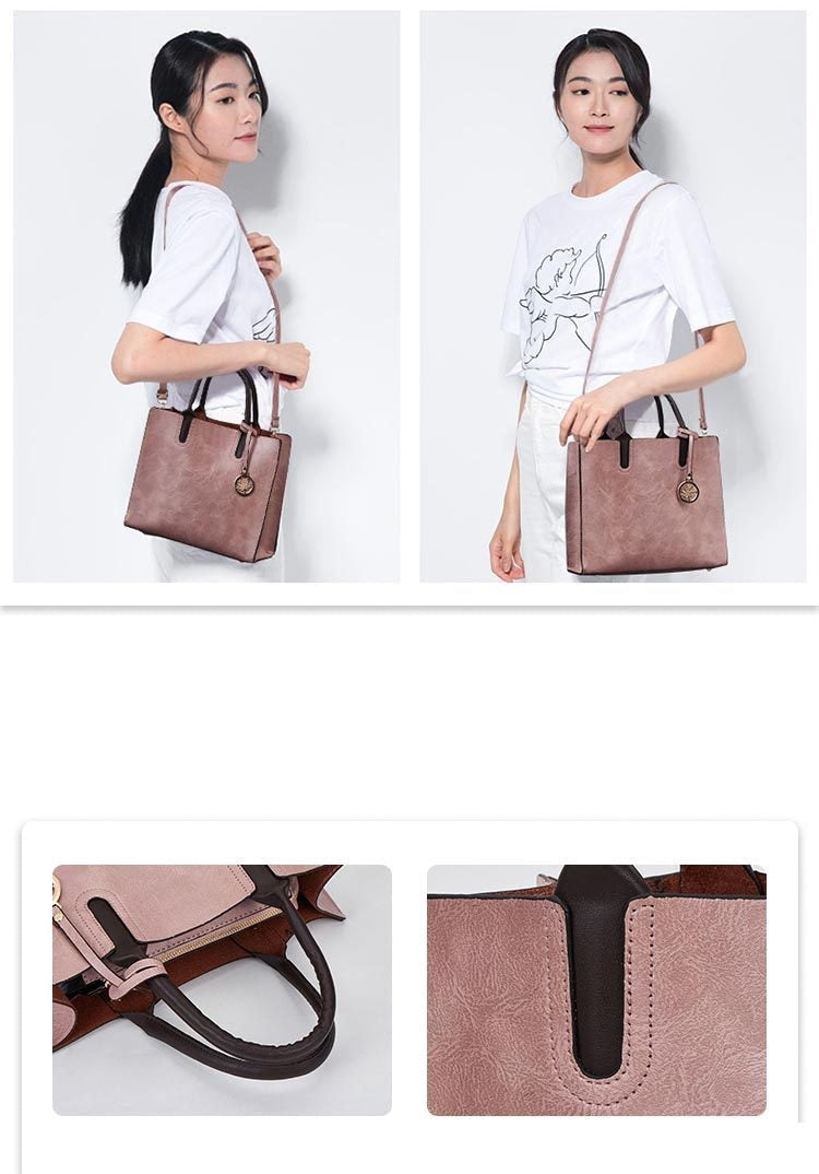 3 pcs set fashion pu leather Women shoulder bags Women's handbag women Crossbody bags female clutches Ladies wallet black