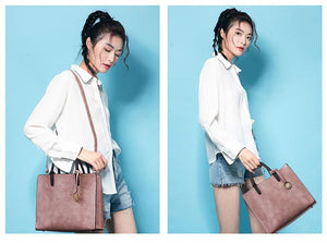 3 pcs set fashion pu leather Women shoulder bags Women's handbag women Crossbody bags female clutches Ladies wallet black