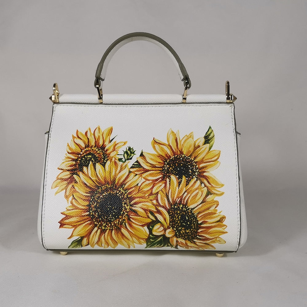 Women's handbags white brand designer sunflower.