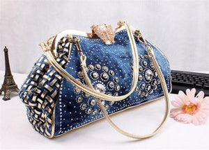 Handbag Women Fireworks Rhinestones Butterfly Decoration.