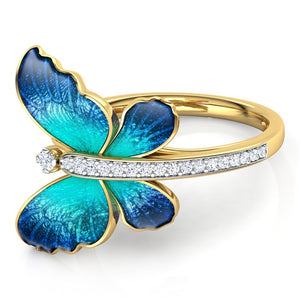 [FDLK] Gorgeous Butterfly Design Ring - Crystal Enamel Ring Engagement - Rings Marriage - Rings For Women.