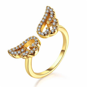 [IPARAM] Adjustable Angel Wings Ring - Micro Pave Zircon Gold-Color Rings For Women - Fashion rings.