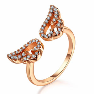 [IPARAM] Adjustable Angel Wings Ring - Micro Pave Zircon Gold-Color Rings For Women - Fashion rings.