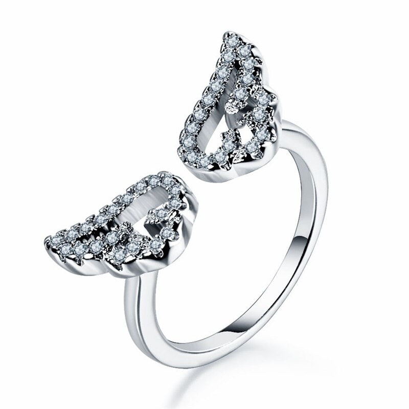 [IPARAM] Adjustable Angel Wings Ring - Micro Pave Zircon Gold-Color Rings For Women - Fashion rings.
