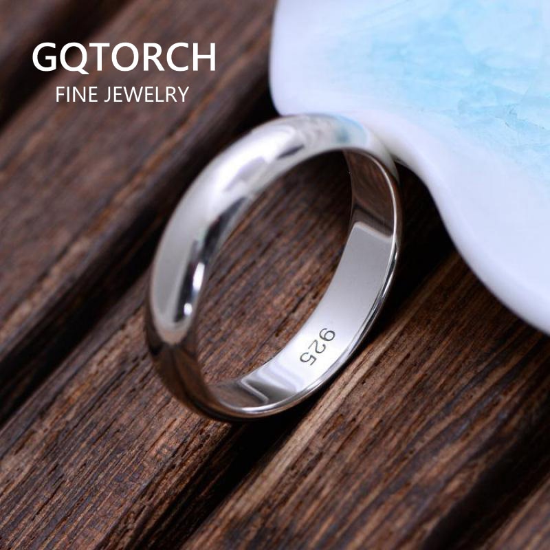 Real Pure 925 Sterling Silver Rings For Women And Men Simple Couple Ring Smooth Wedding Band For Lovers