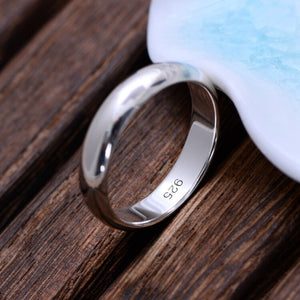 Real Pure 925 Sterling Silver Rings For Women And Men Simple Couple Ring Smooth Wedding Band For Lovers